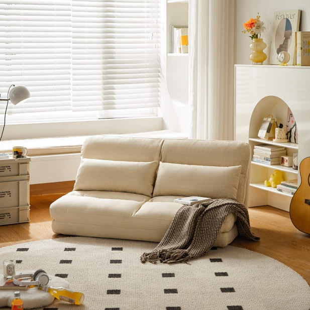 Cream White Removable and Washable Upholstered Folding Lounge Sofa Bed/Foldable Single Sofabed
