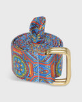 D-Ring Belt in Royal/Orange Alana Geometric