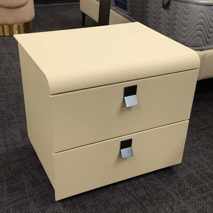 Dashiona Premium PU Leather Bedside Table with Drawers