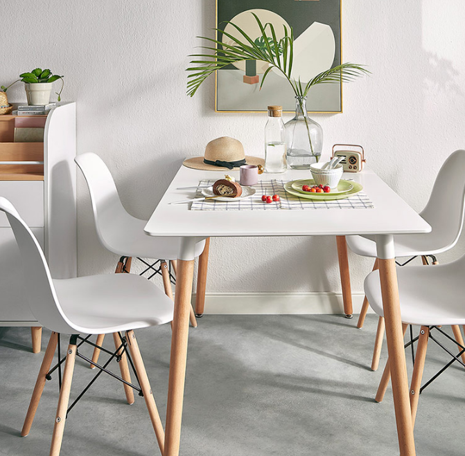 Diningset-A09 / White Dining Table 1.5M/MDF with 4 chairs