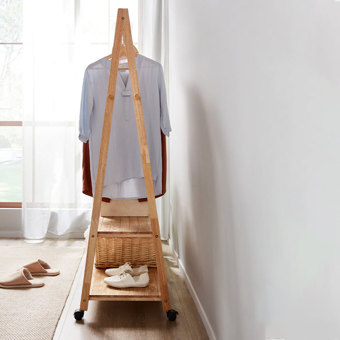 Dominique Rubberwood Clothing Racks Hanger/Stylish Entryway Coat Rack with Shelf Multiple Size