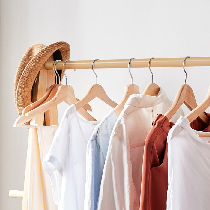Dominique Rubberwood Clothing Racks Hanger/Stylish Entryway Coat Rack with Shelf Multiple Size