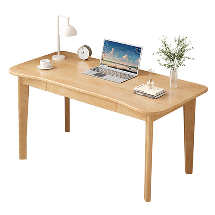 Draylen Natural Color Solid Wood Study Desk with Drawers/Rubberwood/Curved/1M/1.2M