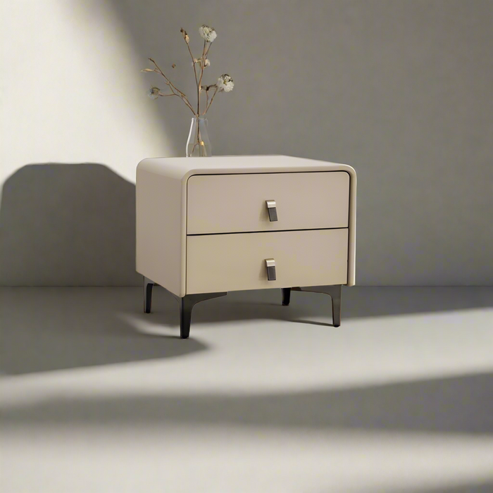 Dulcia Premium PU Leather Bedside Table with Drawers