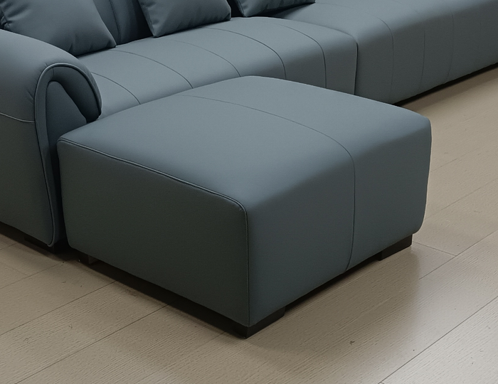 Eco Leather Sofa Footrest Solid Wood Frame High Resilience Foam
