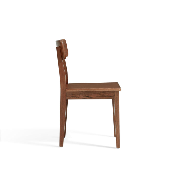 Edele Walnut Color Solid Timber Dining Chair with Subtle Curved Backrest