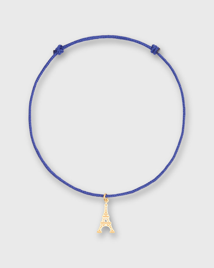 Eiffel Tower Charm Bracelet in Gold/Assorted Color Cord
