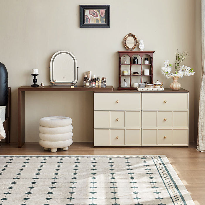 White & Walnut / SET / 6-drawer