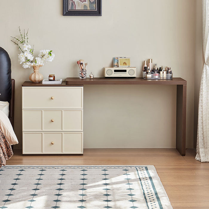 White & Walnut / Dressing Table / 3-drawer