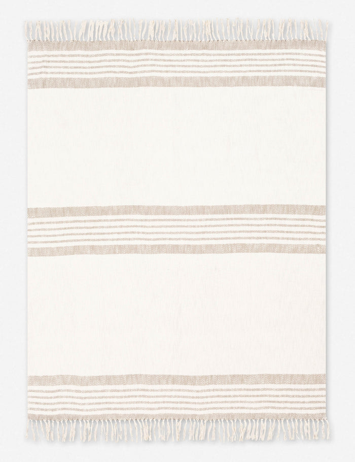 #color::taupe | Elulia woven two-tone taupe throw with fringed ends