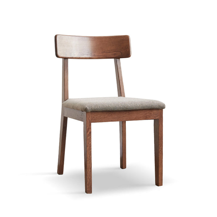 FAS-Graded Solid Timber Curved Back Dining Chair with Fabric Upholstered Seat Cushion