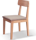 FAS-Graded Solid Timber Curved Back Dining Chair with Fabric Upholstered Seat Cushion