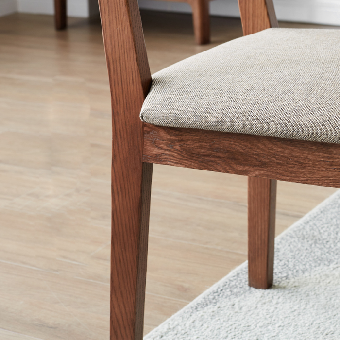 FAS-Graded Solid Timber Curved Back Dining Chair with Fabric Upholstered Seat Cushion