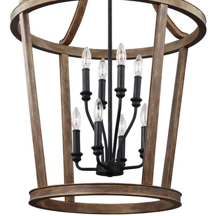 Feiss F3040 8wow Lorenz 8 Light Chandelier In Weathered Oak Wood