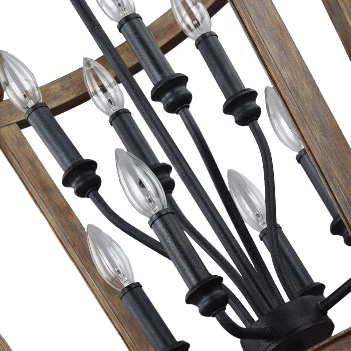 Feiss F3040 8wow Lorenz 8 Light Chandelier In Weathered Oak Wood