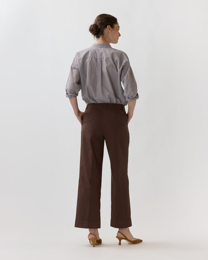 Frankie Cropped Pant in Chocolate Stretch Twill