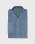 French-Cuff Pleated Bib-Front Tuxedo Shirt in Extra Light Washed Chambray