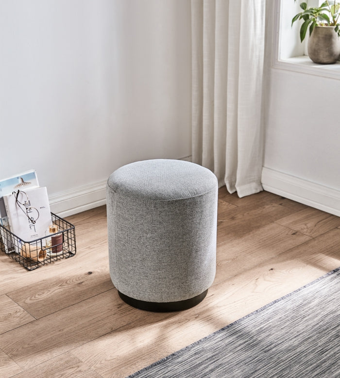 Grey Fabric Bedroom Makeup Stool for Vanity Table