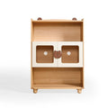 Hana Natural Wood Color Kids' Bookcase with Doors and Open Shelves/Solid Wood Legs