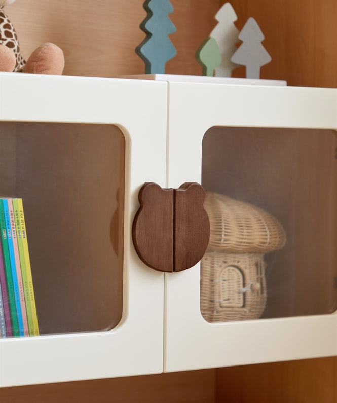 Hana Natural Wood Color Kids' Bookcase with Doors and Open Shelves/Solid Wood Legs