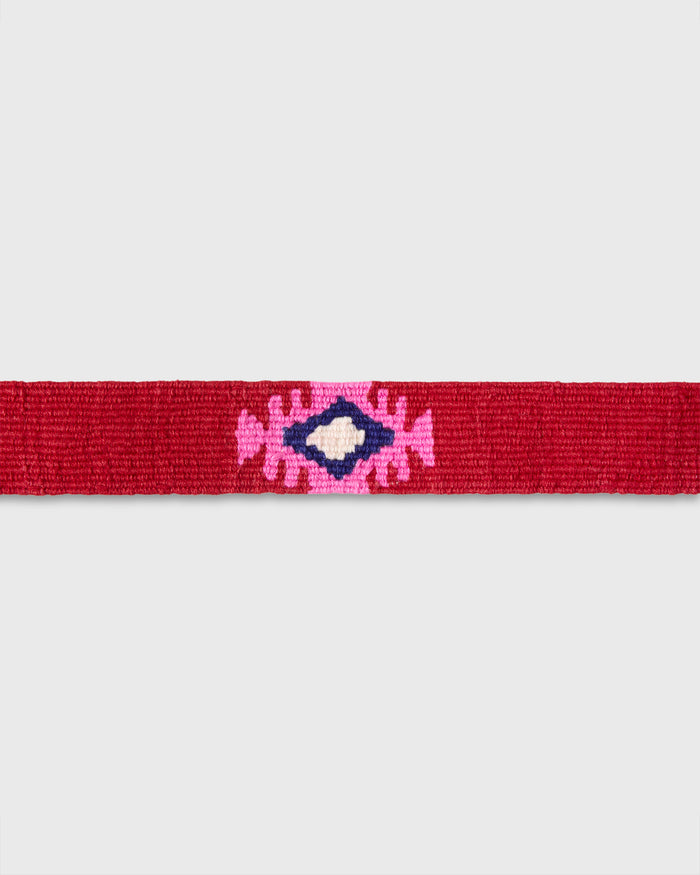 Hand-Loomed D-Ring Belt in Red Tribal