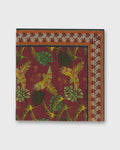 Hand-Rolled Cotton Pocket Square in Berry/Orange Tropical Bird