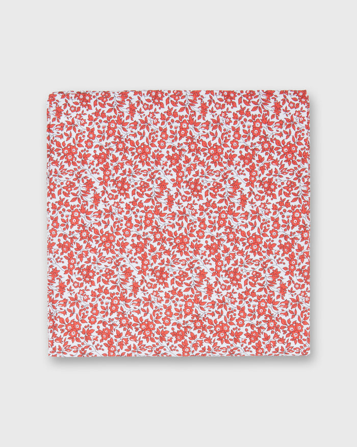 Hand-Rolled Cotton Pocket Square in Red/White Multi Chamomile Liberty Fabric