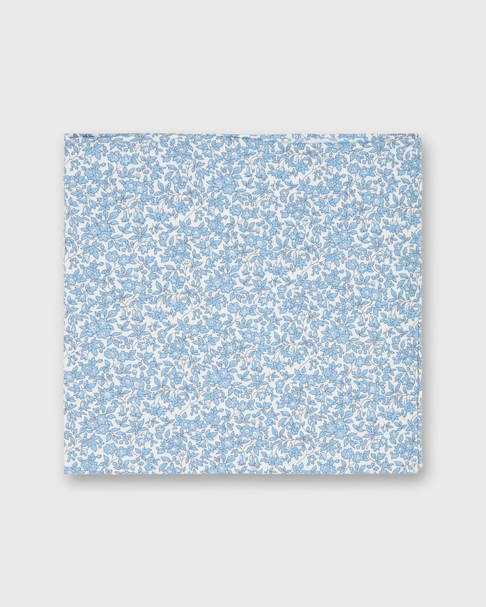 Hand-Rolled Cotton Pocket Square in Steel Blue Chamomile Liberty Fabric