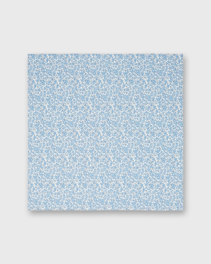 Hand-Rolled Cotton Pocket Square in Steel Blue Chamomile Liberty Fabric