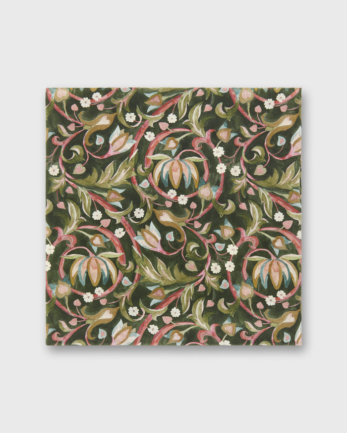 Hand-Rolled Silk Anyway Scarf in Olive/Rose The West Garden Liberty Fabric