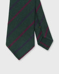 Hand-Rolled Wool Woven Tie in Forest/Navy/Gold Stripe