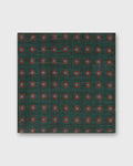 Hand-Rolled Wool/Silk Pocket Square in Green/Orange/Sky Foulard