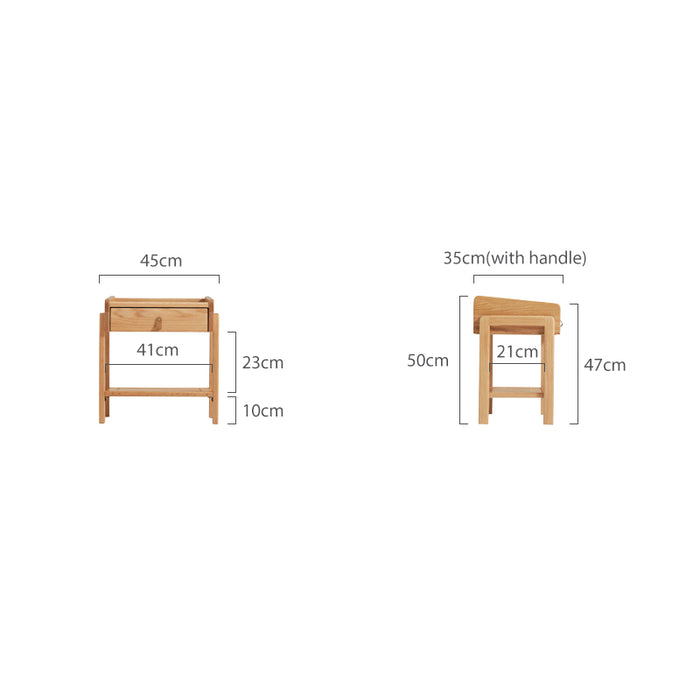 Harlan 45cm FAS-Graded Solid American Oak Wood Side Table/Bedside Table For Bedroom