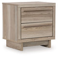 Hasbrick Tan Two Drawer Night Stand