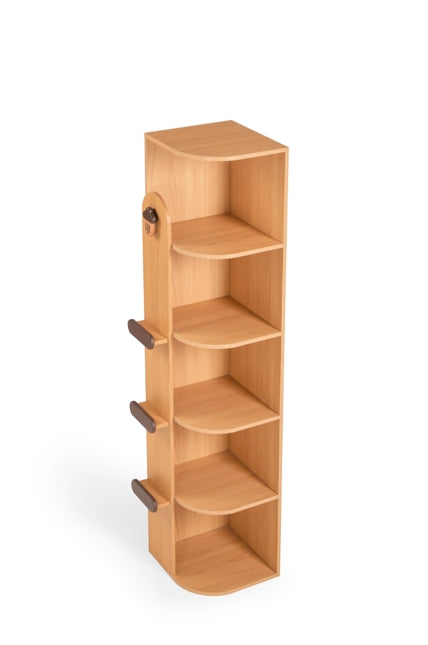 Hazelnut-Shaped Wood Kids' Corner Bookcase in Natural Wood Color