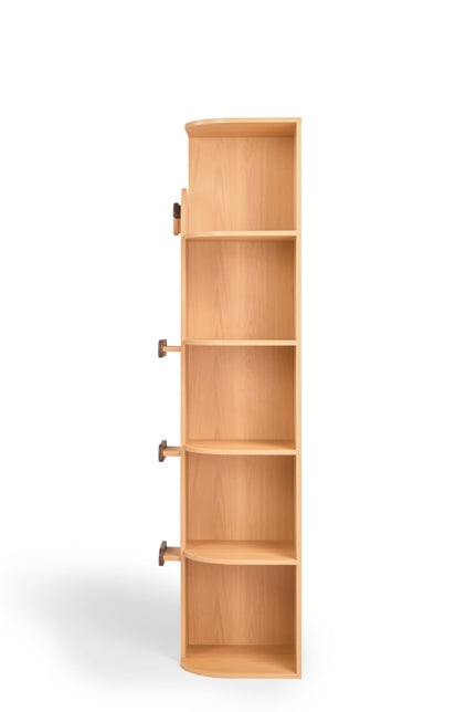 Hazelnut-Shaped Wood Kids' Corner Bookcase in Natural Wood Color