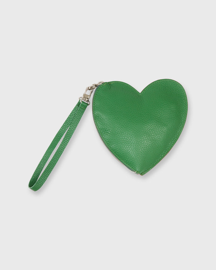 Heart Pouch in Green Leather