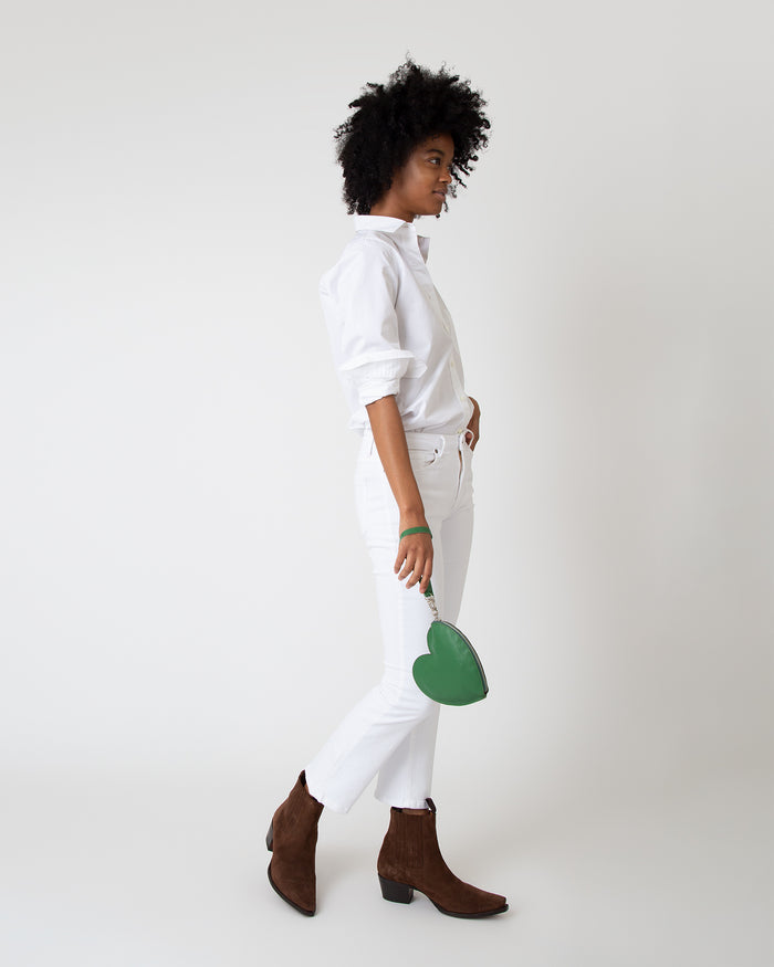Heart Pouch in Green Leather