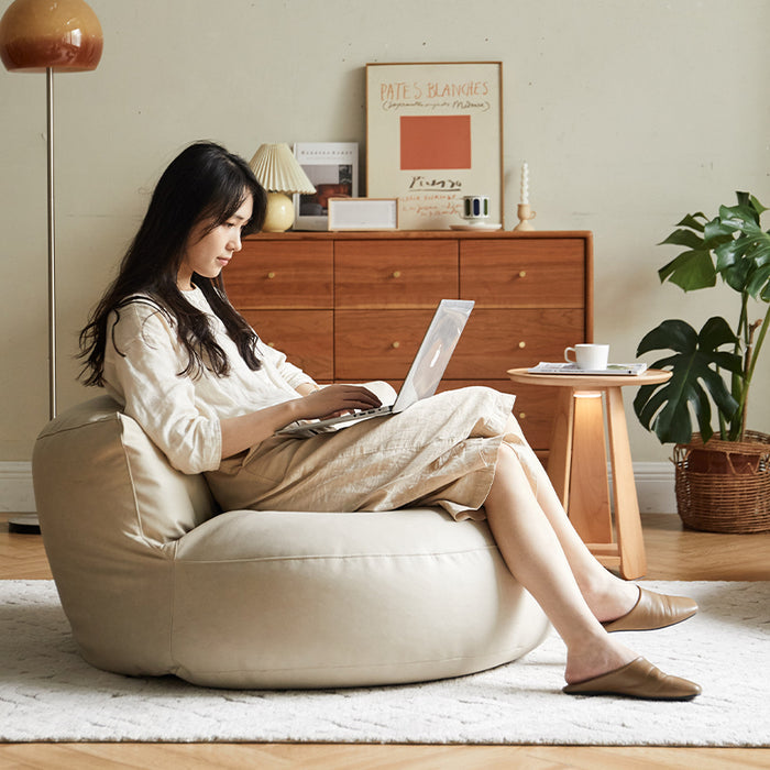 Holly Single Tech Fabric Round Sofa/Lazy Sofa White