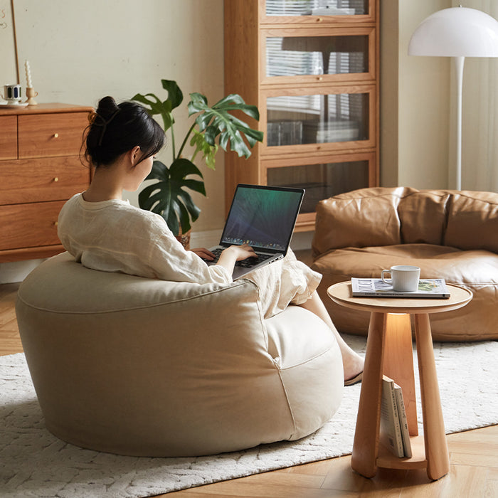 Holly Single Tech Fabric Round Sofa/Lazy Sofa White