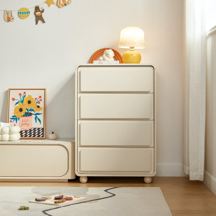 Huybert Minimalist Cream White Drawers of Storage/Tallboy/Chest of Drawers