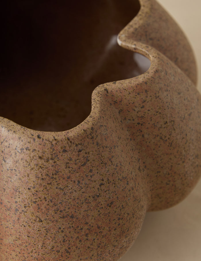 #color::sand-dune | Close up view of the Inaki scalloped ceramic bowl by Aimee Song
