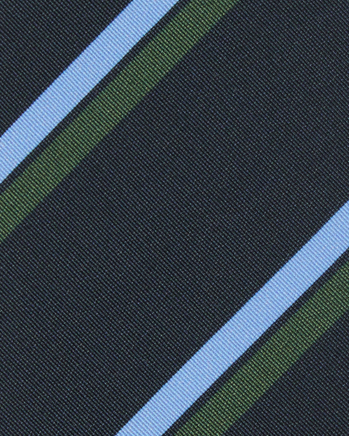 Irish Poplin Tie in Navy/Sky/Hunter Stripe