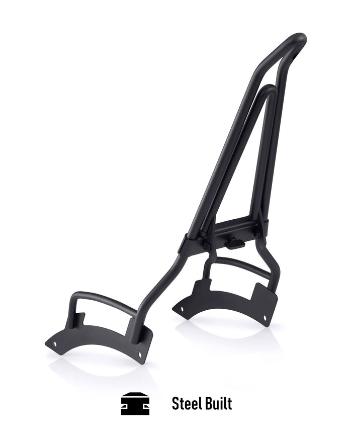 Iron Born Blade 25" Indian Scout Classic Sissy Bar with Foldable Luggage Rack Matte Black