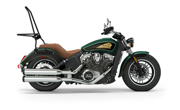 Iron Born Blade 25" Indian Scout Sixty Sissy Bar with Foldable Luggage Rack Matte Black Luggage Rack on Bike View @expand