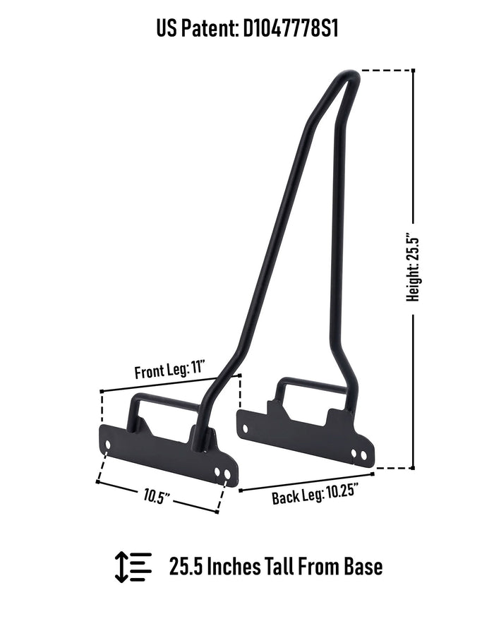 Iron Born Blade 25" Sissy Bar for Harley Dyna Low Rider FXDL Matte Black Dimension