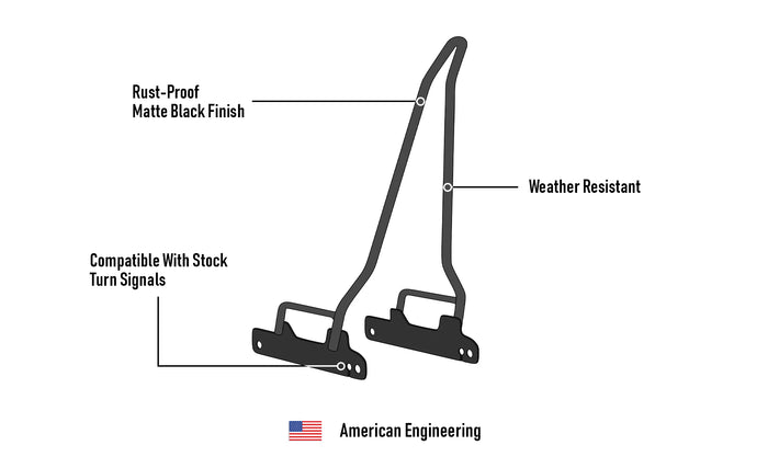 Iron Born Blade 25" Sissy Bar for Harley Dyna Low Rider FXDL Matte Black 3D Image @expand