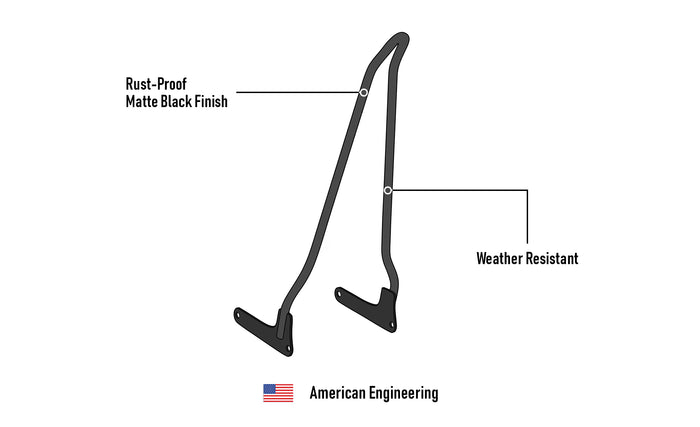 Iron Born Blade 25" Sissy Bar for Harley Softail Low Rider Matte Black 3D Image @expand