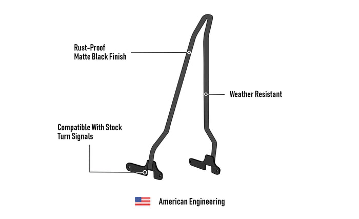 Iron Born Blade 25" Sissy Bar for Harley Sportster 883 Custom XL883C Matte Black 3D Image @expand