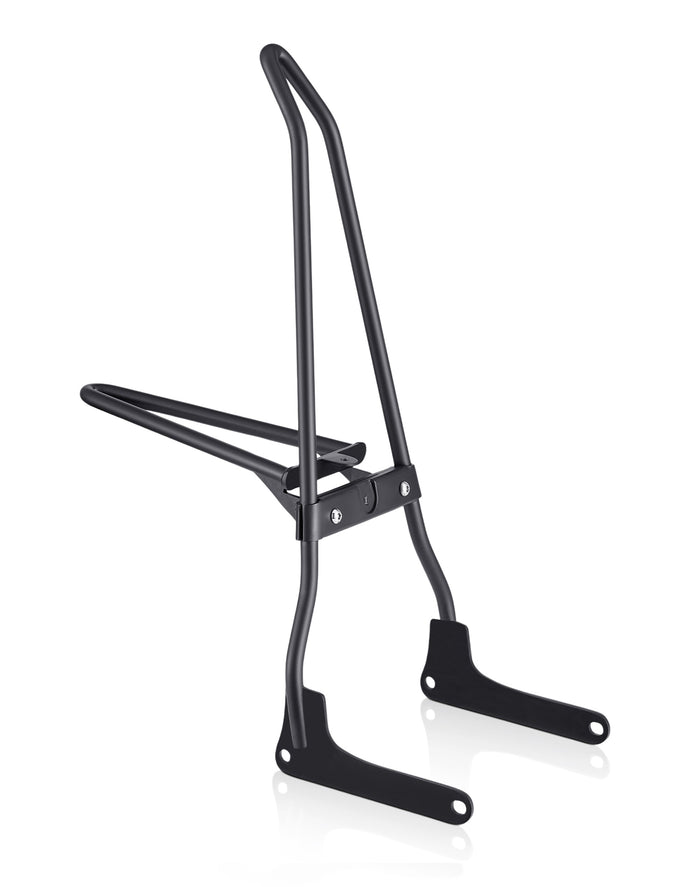 Iron Born Blade 25" Sissy Bar for Wide Seat w/ Foldable Rack for Harley Softail Deadwood Matte Black Main View